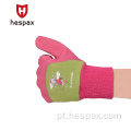 Luvas de mão protetora de hespax jardinagem infantil de látex crinckle
